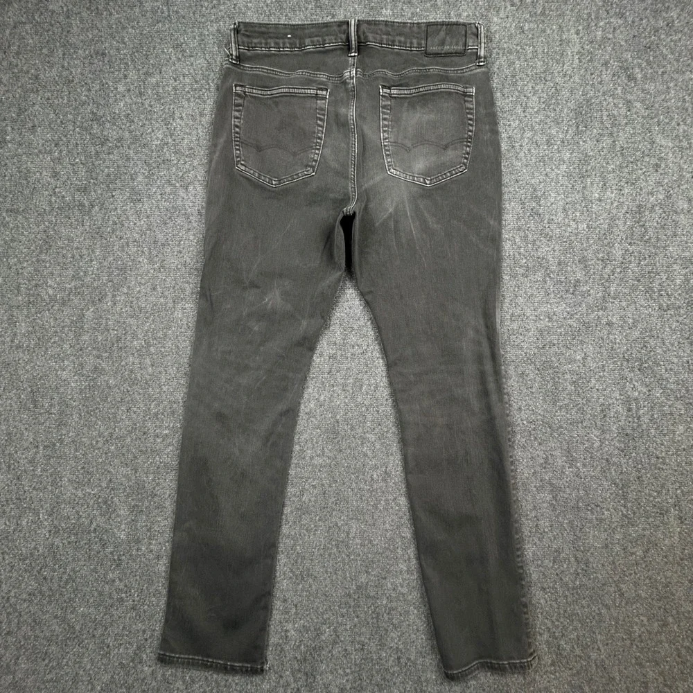 American Eagle Athletic Skinny Jeans‎ Mens 34x32 Black Distressed Ripped Denim